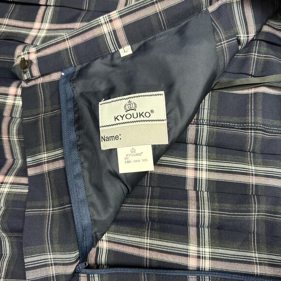 New Japanese Kyouko Plaid Pleated School Girl Mini Skirt Pink Navy White Green - Picture 4 of 5